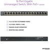 NETGEAR 16-Port Gigabit Ethernet Unmanaged PoE+ Switch (GS316P) - with 16 x PoE+ @ 115W, Desktop/Wallmount, Sturdy Metal